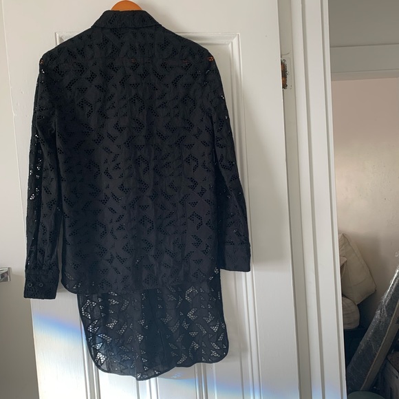 NEIL BARRETT Black Cotton Lace Tunic Top - S - Picture 2 of 16